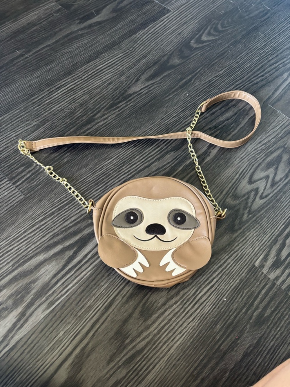 Olivia Miller Beige Leather Crossbody Bag with Gold Logo